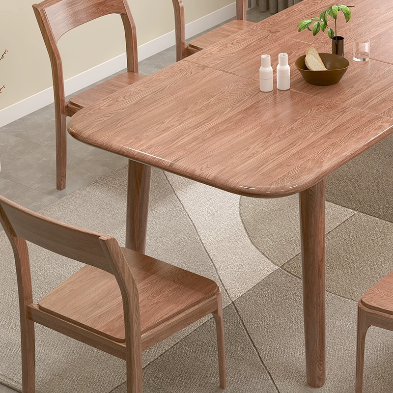 白蠟木實木餐桌簡約家用可伸縮蹦台北歐餐桌椅組合長方形餐廳飯桌