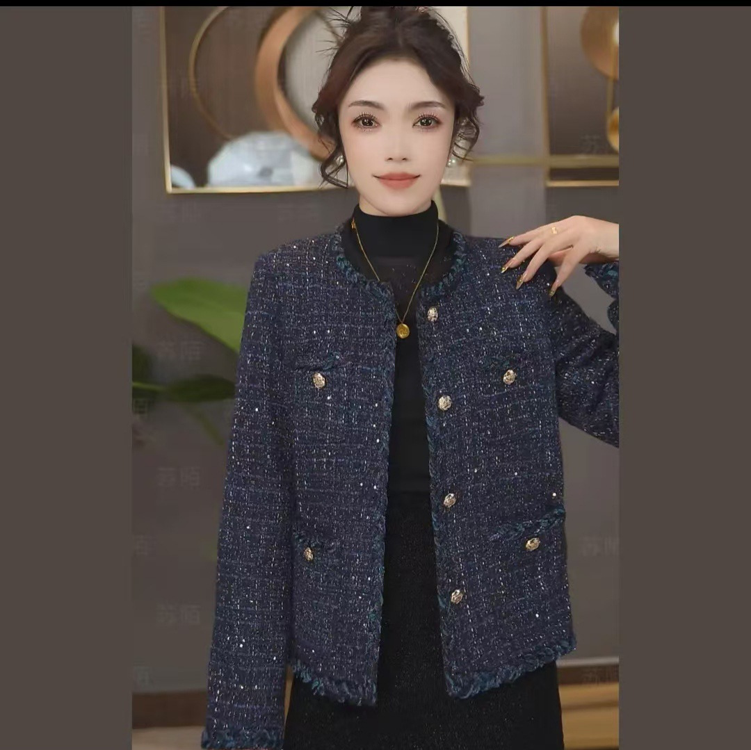 High-End French Socialite Fragrance Short Jacket New Bright Silk 2025 Tweed Slimming Top