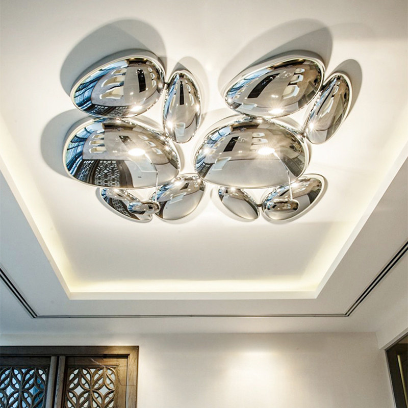 Modern Minimalist Italian Designer Mercury Lamp Irregular Decorative Light Luxury Bedroom Mirror Pebble Ceiling Light