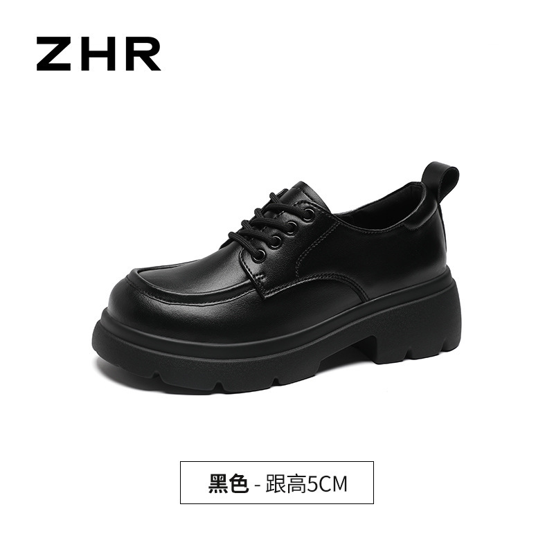 ZHR则则英伦真皮单鞋女2025新款爆款小皮鞋女厚底增高百搭乐福鞋|undefined