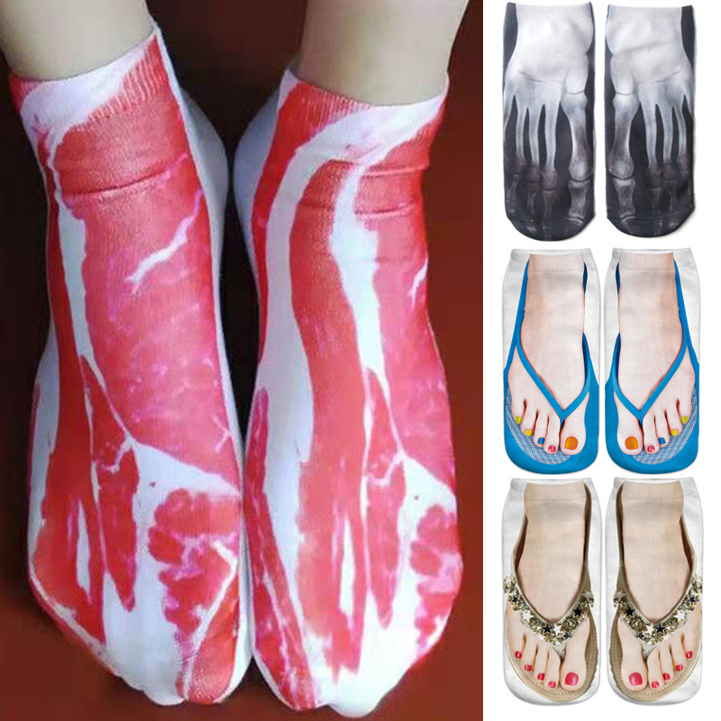Same style TikTok popular flip flops 3D socks three-dimensional printed socks creative funny nail socks boat socks factory direct sales