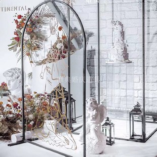 New Wedding Props Black Arch Arch Stage Background Welcome Ornaments Decoration Wedding Iron Flower Rack