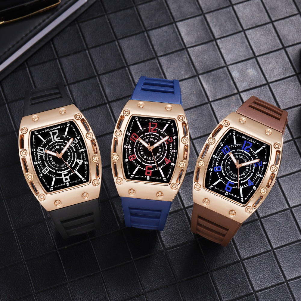 horedar 크로스보더 Temu 남성용 43mm 대형 다이얼 실리콘 밴드 아날로그 쿼츠