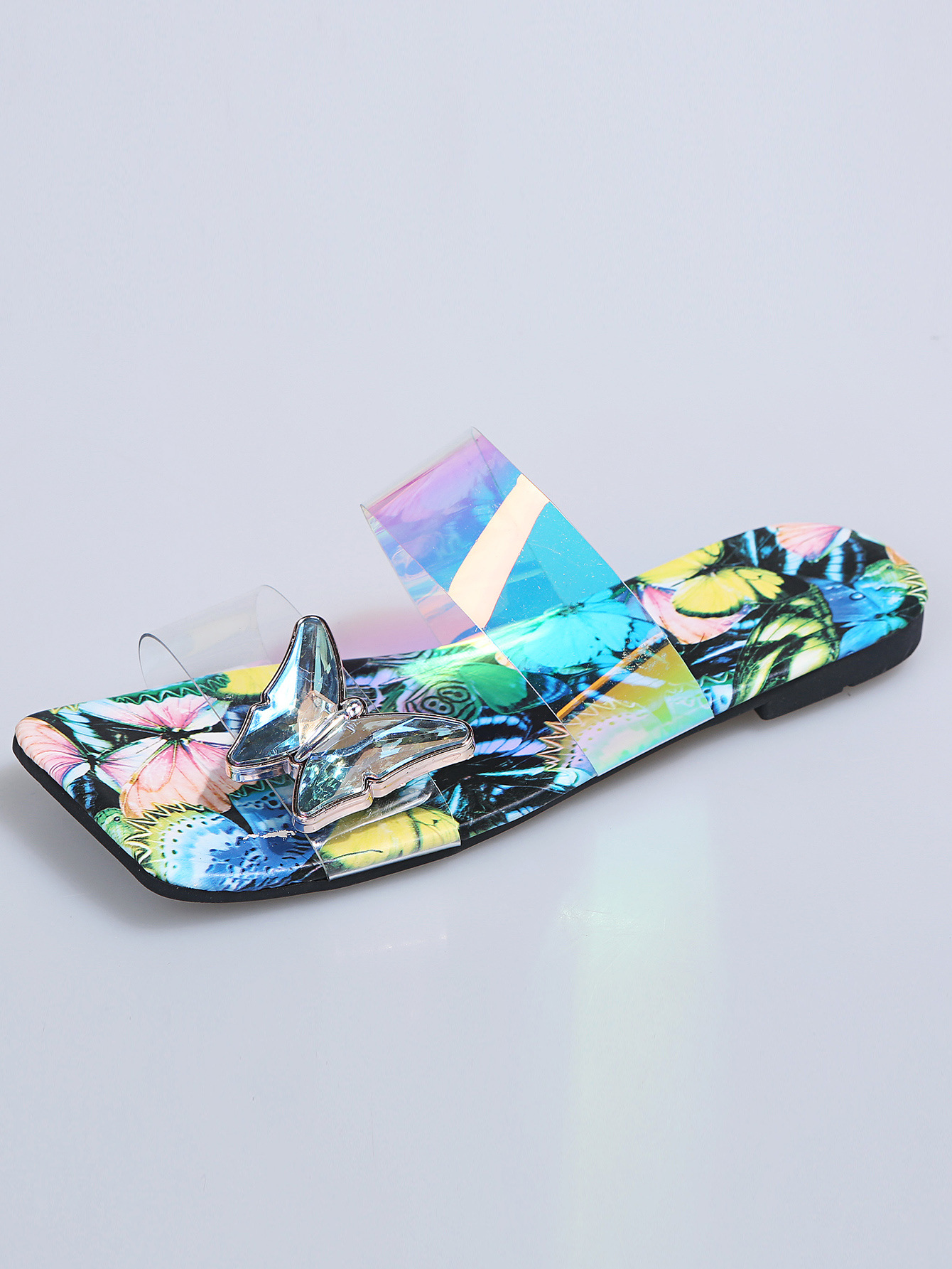 Butterfly Pattern Transparent Sandals NSJJX67769