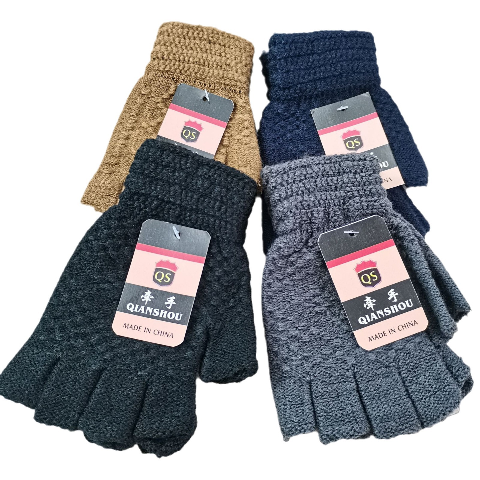 秋冬季男女新款针织防寒保暖加厚翻盖半指马海毛学生手套地摊批发