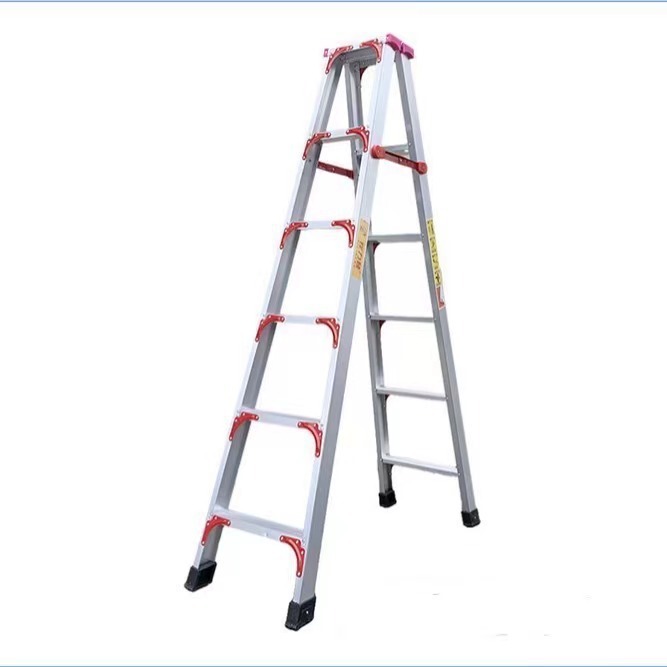 Aluminum Alloy Herringbone Ladder Regular Thickened Reinforced Hinge Ladder Herringbone Ladder Aluminum Alloy Household Engineering Ladder Anti-Slip