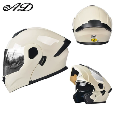 Motosiklet kaskı (dəbilqə) — Safety Helmet, Flip-Up, Breathable for Summer - dot3c-beige-silver-plated-mirror-hd-mirror-m-size-55-56cm