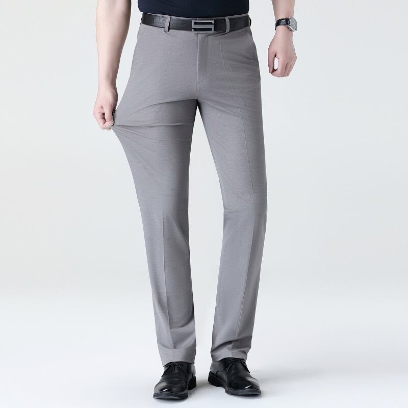 Authentic Men's Casual Pants 2026 Summer Thin Elastic High-Waisted Straight Loose Fit Middle-Aged Business Non-Iron Dress Pants for Men Authentic Men's Casual Pants 2026 Summer Thin Elastic High-Waisted Straight Loose Fit Middle-Aged Business Non-Iron Dress Pants for Men