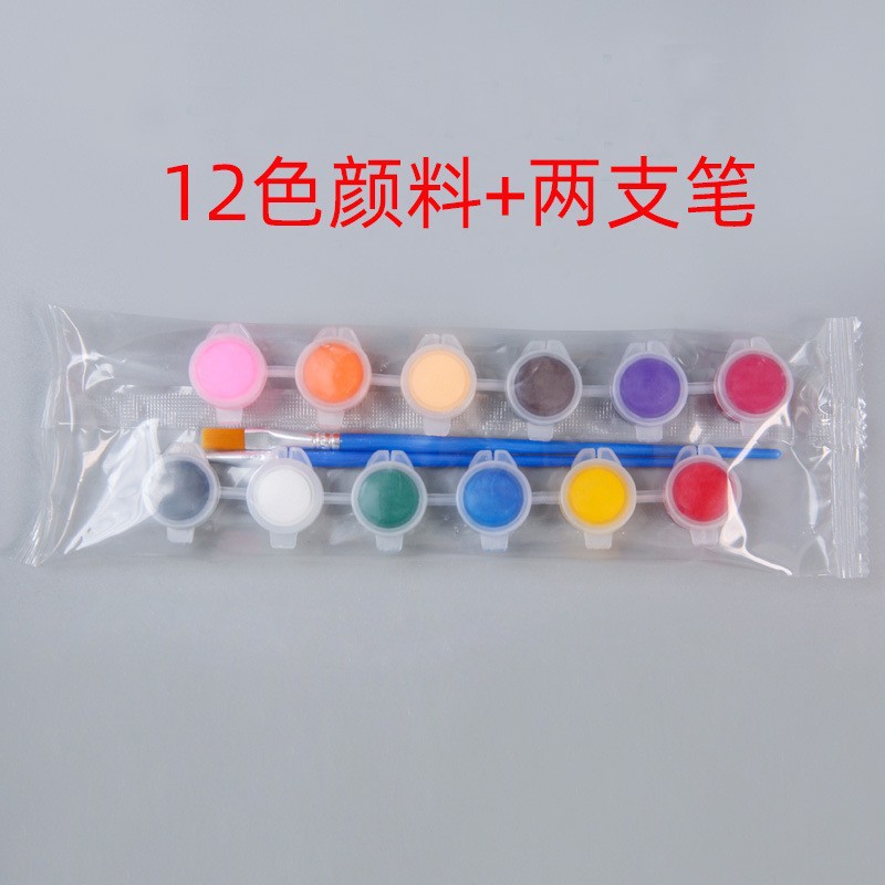 批发儿童丙烯颜料12色套装6连体学生美术画画涂色石膏娃娃颜料条