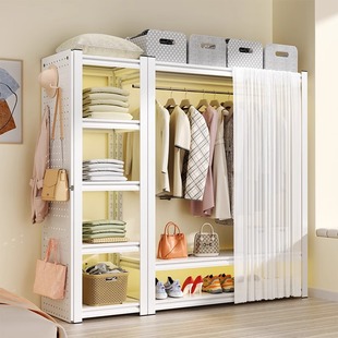 Simple Shelf Wardrobe Home Assembly Bedroom Rental Room Coat Rack Open Clothes Rack Steel Storage Shelf