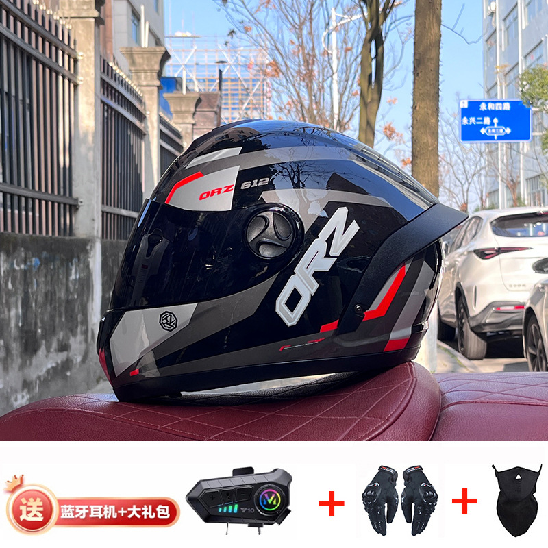Bluetooth cross-border casco de motocicleta casco completo hombres y mujeres invierno cálido seguridad Four Seasons Knight coche eléctrico casco completo