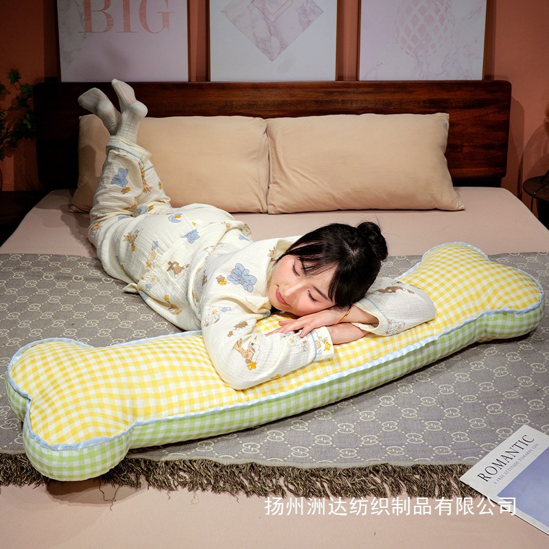 Almohada Cilíndrica en Forma de Hueso de Algodón Desmontable para Cama image 4