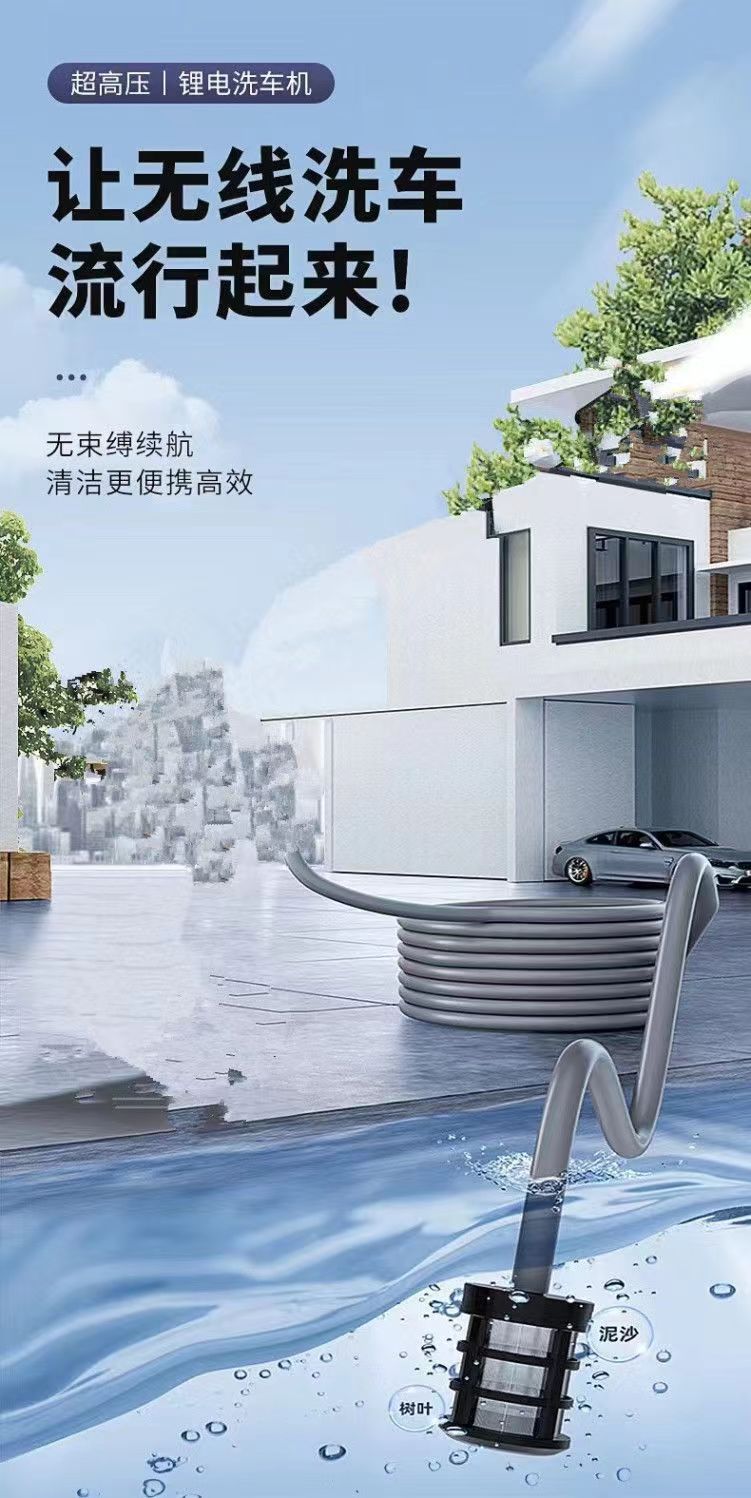 Cordless Lithium Battery Powered Car Washer, Portable High Pressure Washer