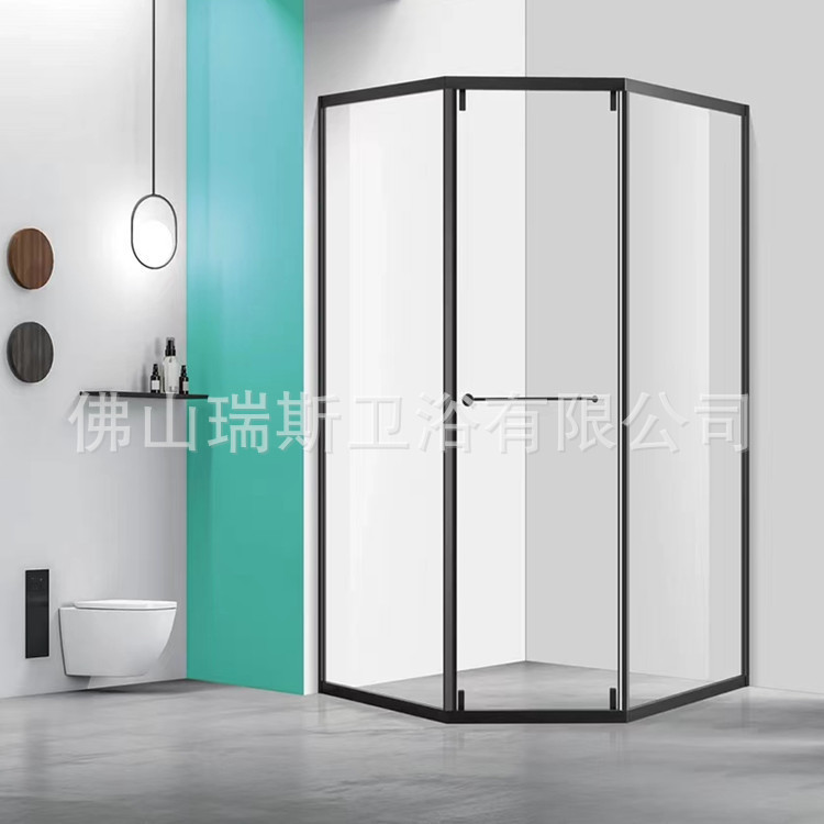 Diamond-type side sliding door shower room gun gray super white glass extremely narrow sink-type partition Net red wet and dry separation bath screen