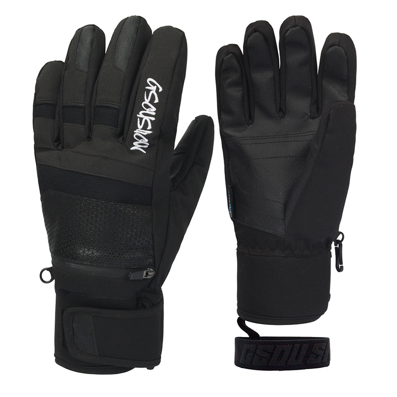 New adult ski gloves female waterproof wear professional double plate can put snow card warm five-finger riding gloves_voghion.com