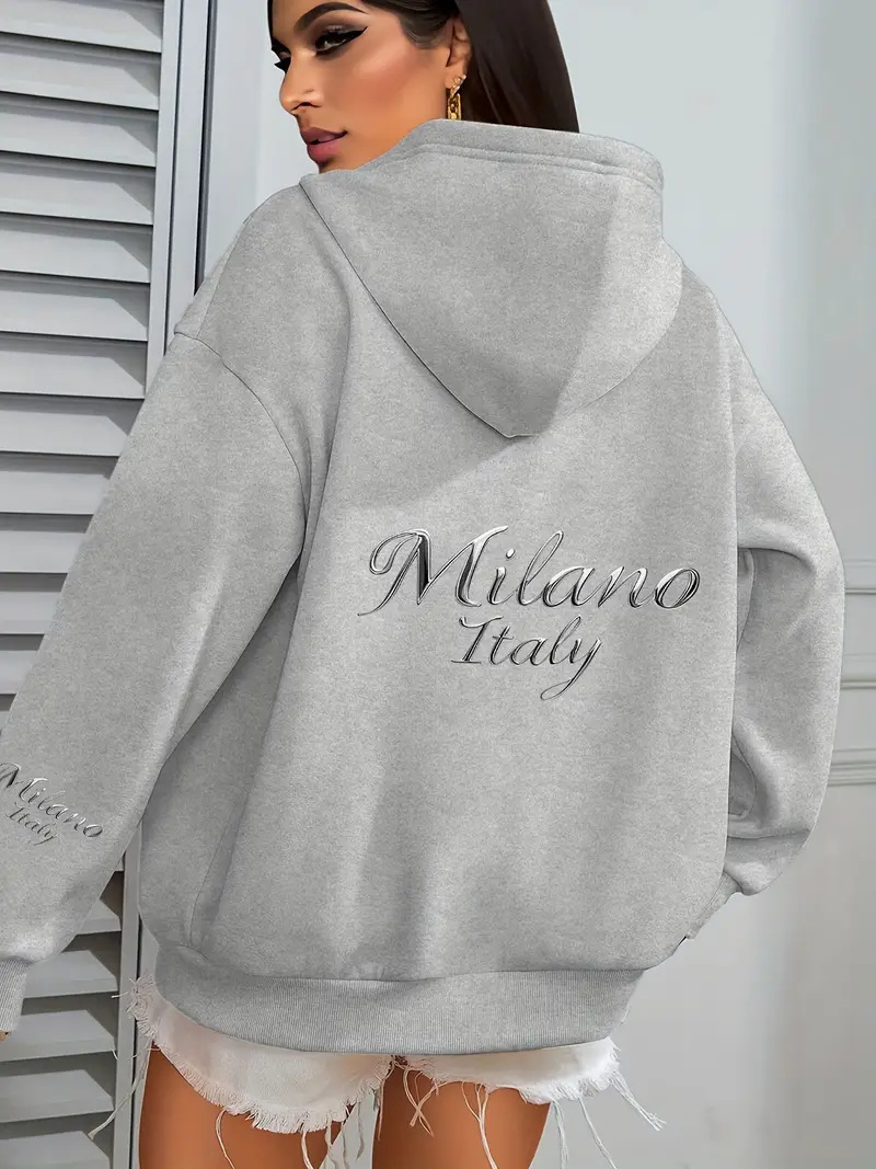 Women's Hooded Oversized Sweatshirt Jacket Print Design European American Style Fashion Fall Winter New Arrivals_ecoleips.com