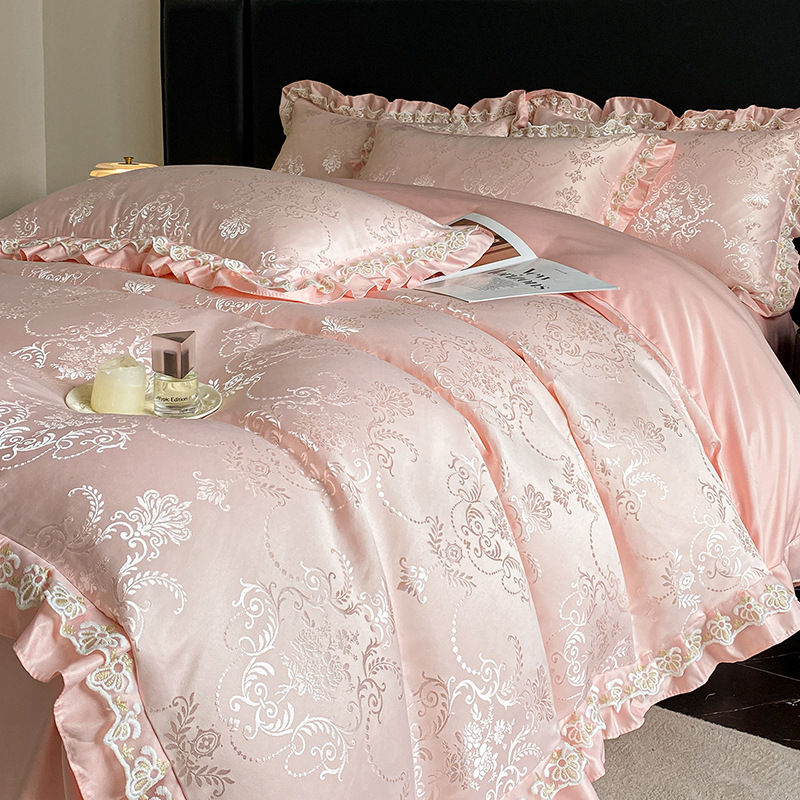 Completo letto romantico in pizzo jacquard effetto seta fredda_voghion.com