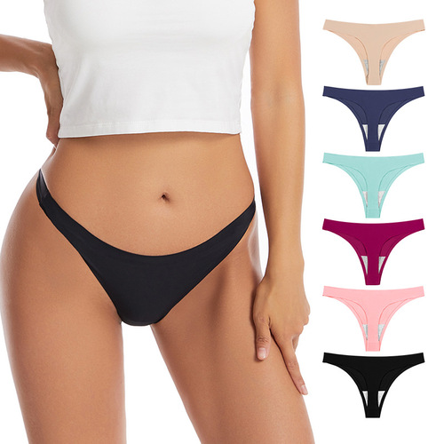 European and American one-piece ice silk traceless thong women's underwear tback sexy lingerie women's feeling
