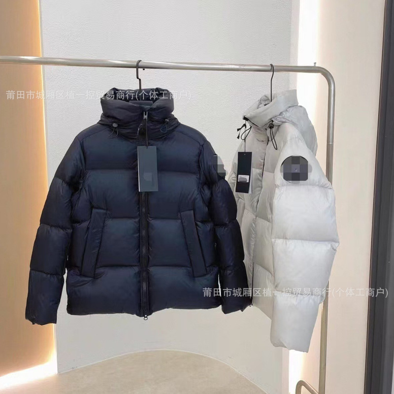 Putian Cross-Border Russian-Style Puffer down Jacket with Stand Collar and Hood, Red and Black Label, Unisex Winter Classic Puffer Coat