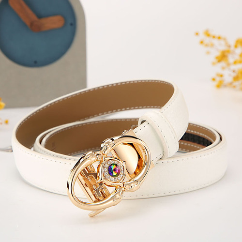 Women's belt genuine leather automatic buckle Korean style sweet and versatile belt for women 2.4cm wide wholesale