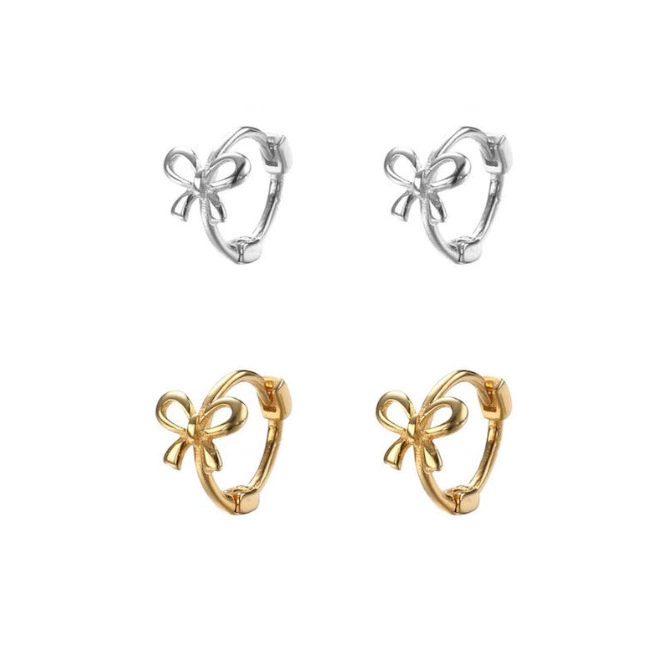 Earrings Small Bow Design, Universal Cute Lightweight Pair, Gold or Silver