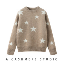 秋冬儿童羊绒衫女童高领毛衣提花星星男童套头小孩大童针织毛衣