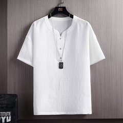 男子tシャツ半袖氷糸速乾潮牌ブランド百合ボタン高級感気質男潮ゆるい上着tシャツ