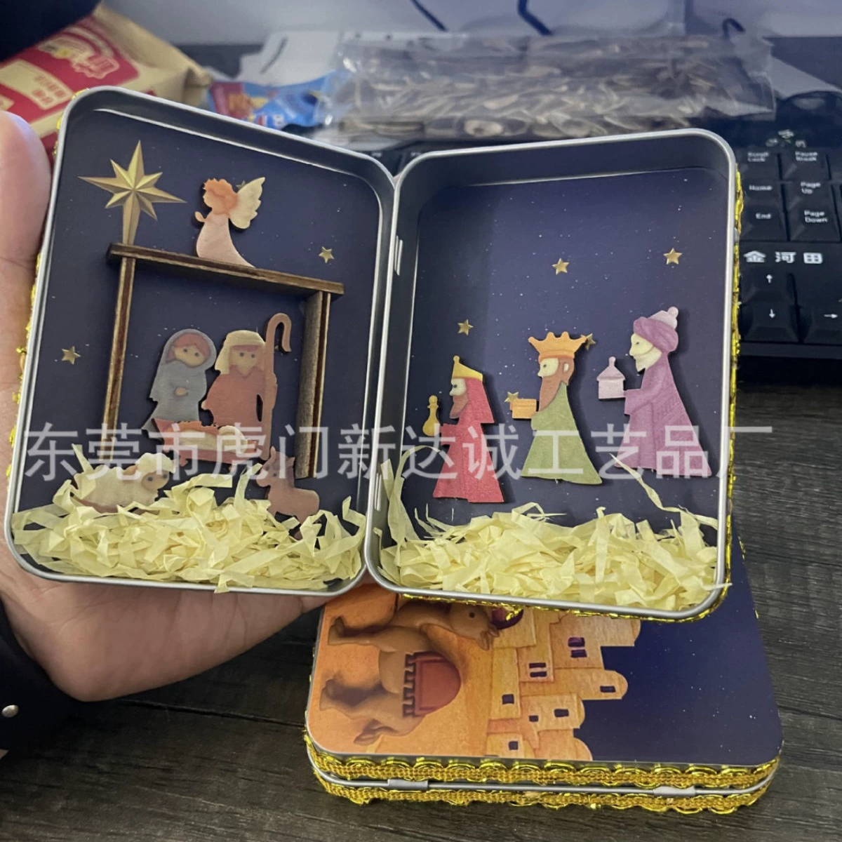 Независимая станция Новое Рождество Рождение Коробка Настольные украшения Декоративные ремесла
