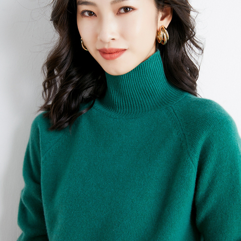 Blended 2024 Autumn/Winter New Women's Loose High-Neck Solid Color Raglan Short Pullover Knit Sweater Blended 2024 Autumn/Winter New Women's Loose High-Neck Solid Color Raglan Short Pullover Knit Sweater