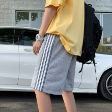 条纹运动短裤男夏季港风ins宽松学生裤子潮牌百搭休闲外穿五分裤