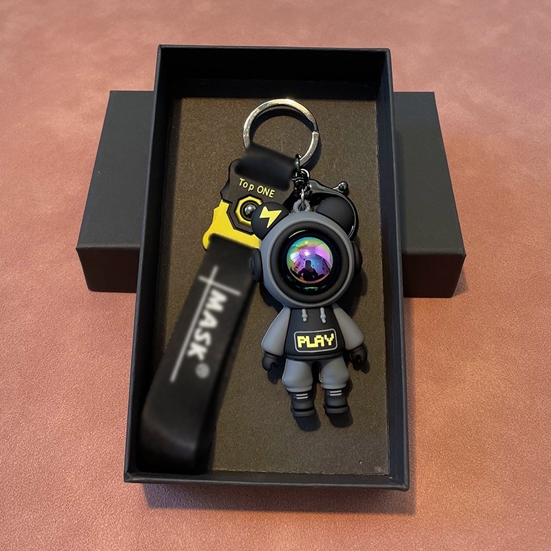 Keychain exquisito oso personalidad muñeca caricatura hombre y mujer llave de coche colgante bolsos colgante muñeca llavero