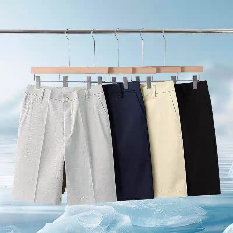 New Solid Color Slim-Fit Men's Summer Fashion Shorts Casual Versatile Mid-Length Pants with a High-End Feel
