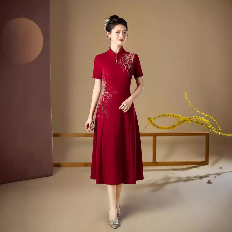 Hi Mother-in-law Wedding Dress 2024 New Summer Noble Hi Mother Wedding Cheongsam Elegant Fashion Toast Dress