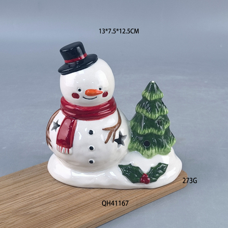 Decoración navideña Papá Noel Muñeco de nieve Hombre de jengibre Cerámica Luz electrónica Decoración pequeña Escena Decoración Accesorios Navidad