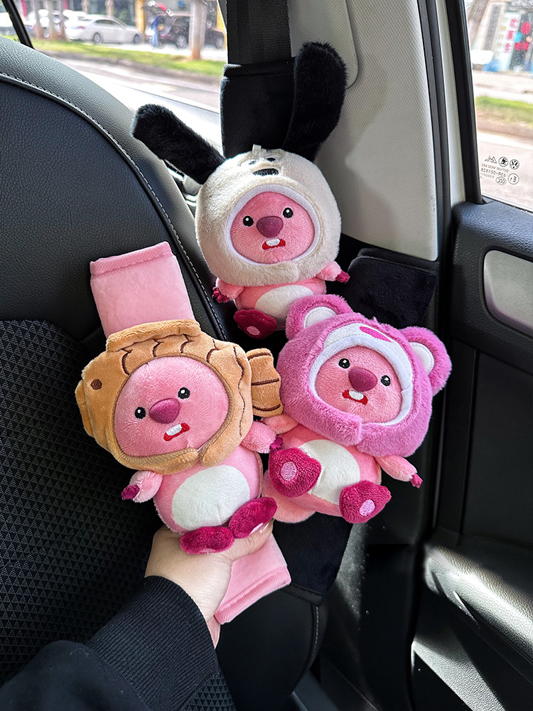 Car seat belt shoulder pad cute high-end feeling little beaver loopy ruby doll car interior decoration