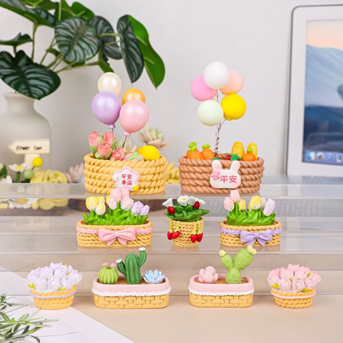 New flowerpot elf cute cactus potted balloon flower basket flower ornaments desktop decoration car ornaments