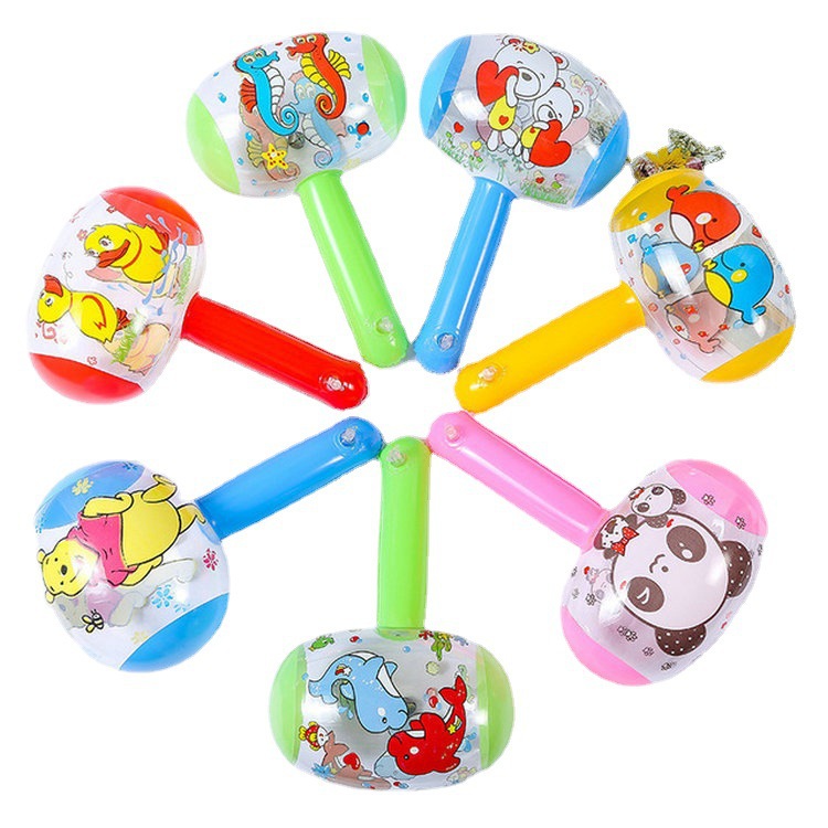 Cartoon Animal Air Hammer Stick Children's Inflatable Toy Small Hammer with Bell Hammer Baby Balloon Floor Push Hot Sale