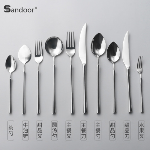 Shado Yading 304 stainless steel cutlery, forks, spoons, hotel tableware, European style light luxury waist steak tableware set