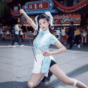 Chinese Chef Lolita Lolita Maid Apron COS Clothing New Chinese Cheongsam dress suit Uniform