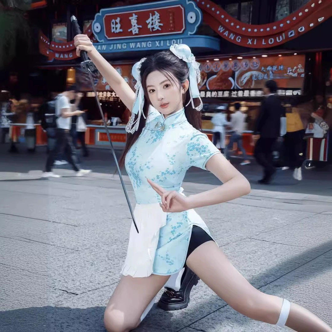 Китайский маленький шеф-повар Lolita Lolita горничный фартук COS костюм новый китайский костюм Cheongsam платье униформа