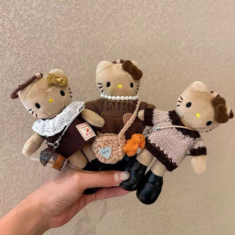 New Maillard Long-Legged Black Leather Sweater Kitty Plush Bag Pendant Cute Doll Keychain Gift for Women New Maillard Long-Legged Black Leather Sweater Kitty Plush Bag Pendant Cute Doll Keychain Gift for Women