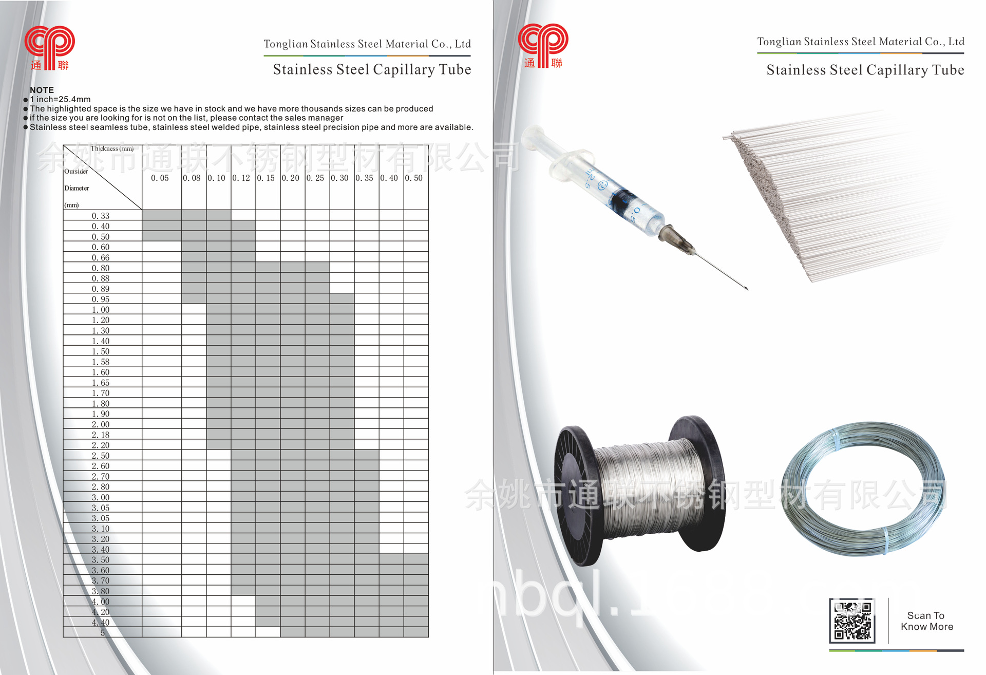 医用不锈钢毛细管1.2X0.1