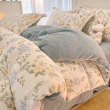 网红卡通萌趣加厚牛奶绒四件套冬季珊瑚绒法兰绒保暖床上三件套