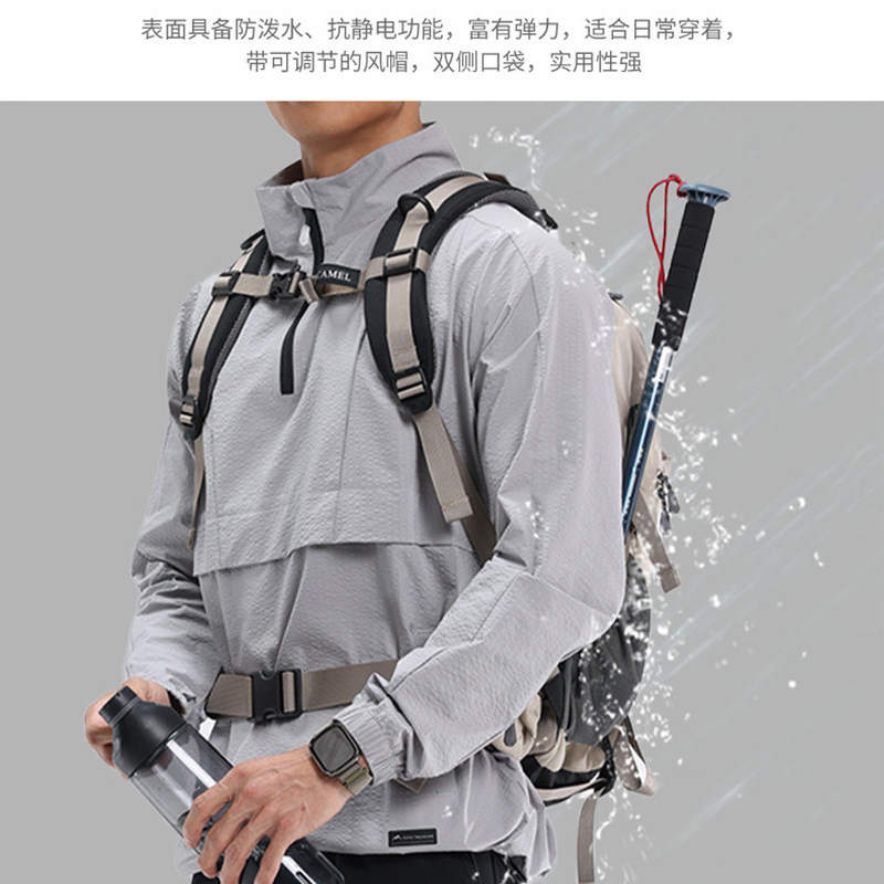 Marca de marea transfronteriza empalme color a prueba de viento impermeable chaqueta suelta de cuello de hombre chaqueta de trabajo chaqueta logo personalizado