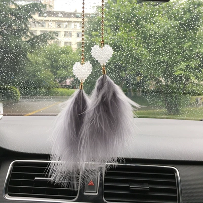 Car hanging car accessories imitation Crystal - double-love-style-gray-feather