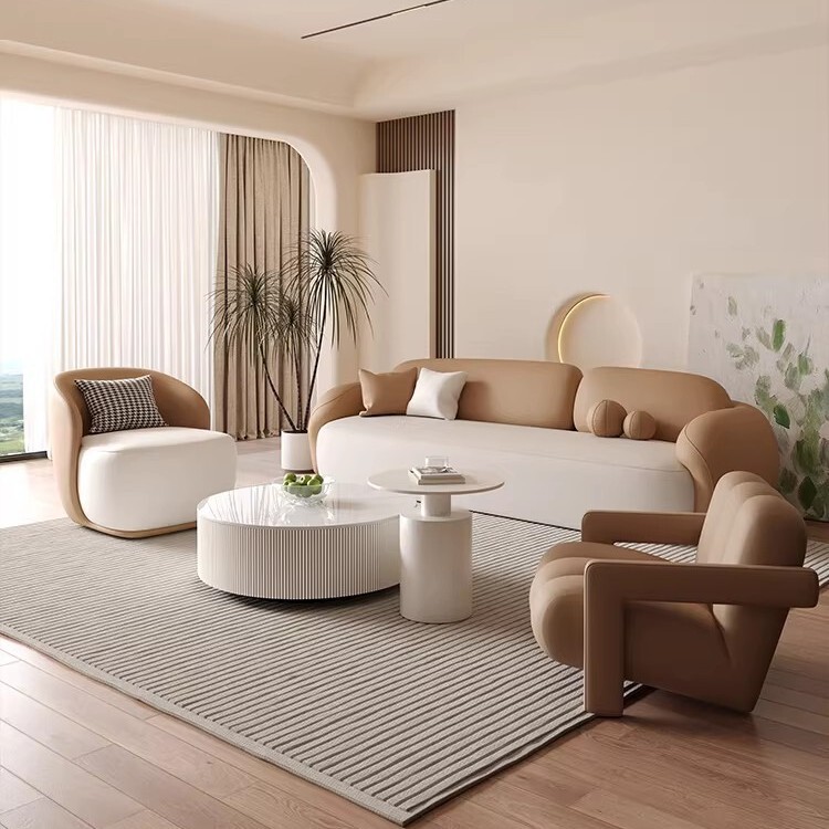 Cream-Colored Sofa for Living Room, Trendy Small Apartment Rental, Clothing Store, Beauty Salon, Rest Area, High-End Small Sofa