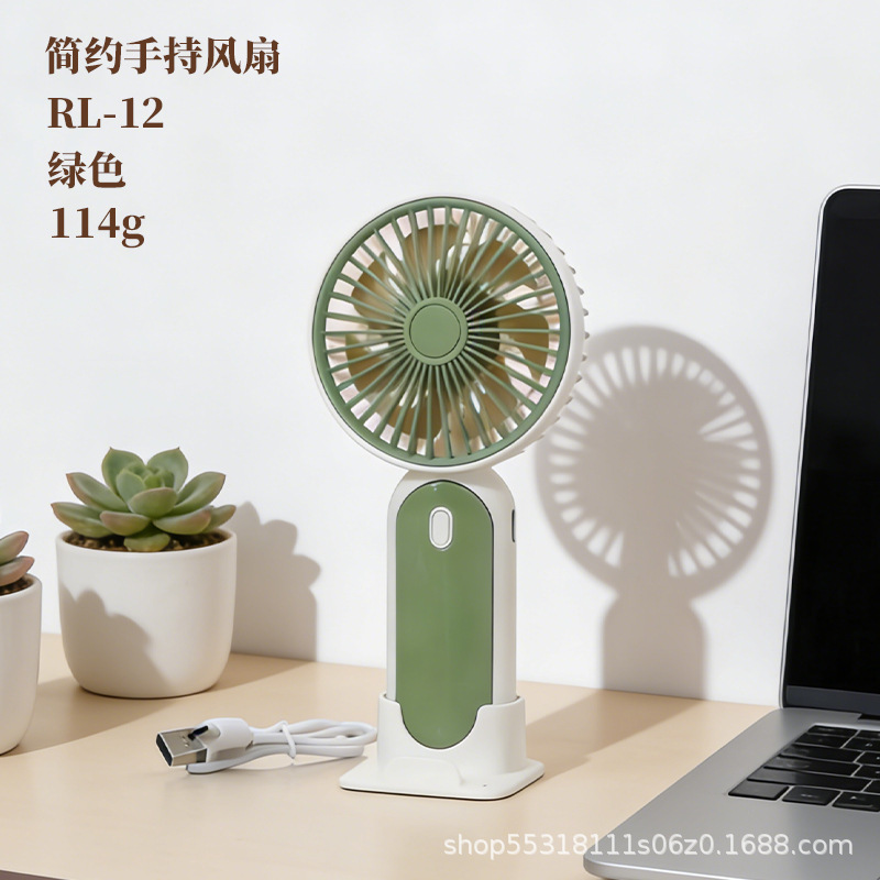 Ventilador de Mano con Soporte de Escritorio de ABS, 3 Velocidades Recargable por USB, Silencioso, para Oficina y Viajes image 6