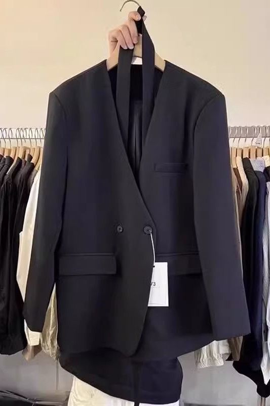 Blazer Women's 2025 New Spring & Fall Small Ribbon Design Niche V-Neck Super Popular High-End Suit