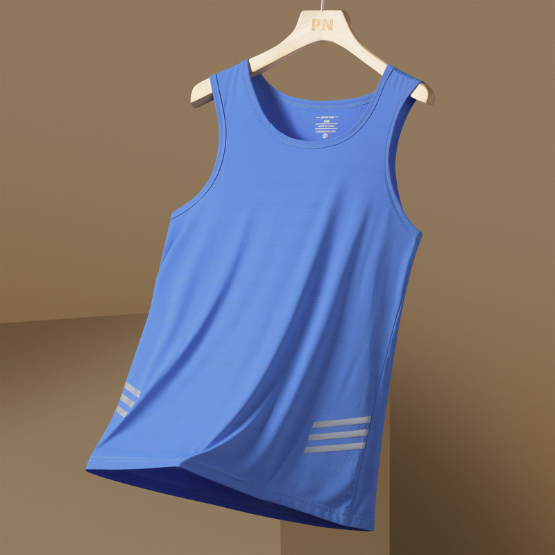 L - 8X chaleco de hielo extra grande chaleco de verano hombre camiseta de moda sin mangas camiseta deportiva suelta hombro correr ropa seca rápida
