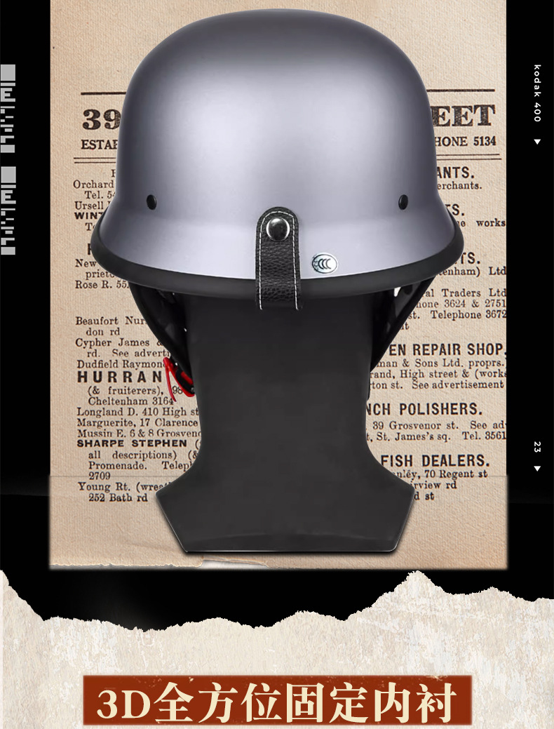 3C Certified German Soldier Helmet Motorcycle Electric Scooter Helmet Summer Biker Helmet Motorcycle Half Helmet Breathable for Men and Women